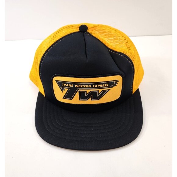 Trans Western Express Trucker Hat Mesh Back Black Vtg 1980 Unisex Adjustable - Picture 1 of 9